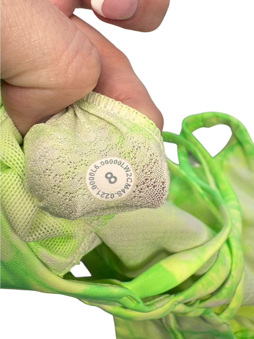 Lululemon Energy Bra High Neck Long Line Shibori Medium Support Neon Green 8 B-D - Picture 4 of 7